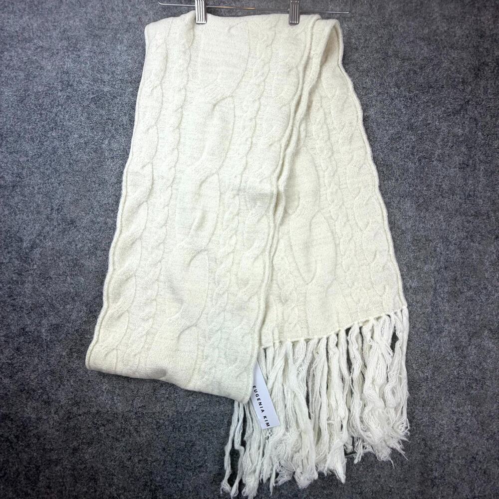 Eugenia Kim Jacintah‎ Scarf Womens White Silver Sparkle Holiday Wool Blend